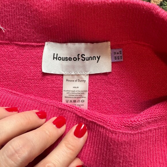 House of Sunny Knit Bodycon Skirt Bow Accent Cut Out Sweater Mini Cute Pink - Picture 5 of 5